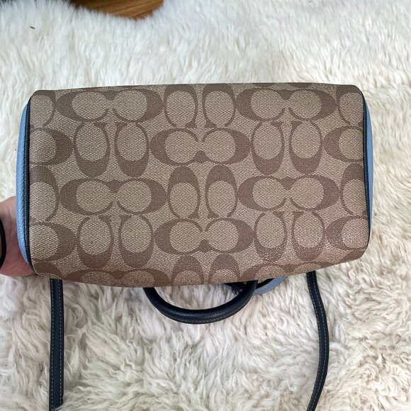 Coach Mini Bennett Satchel in Colorblock Signature Coated Canvas Midnight Pool - Picture 11 of 15